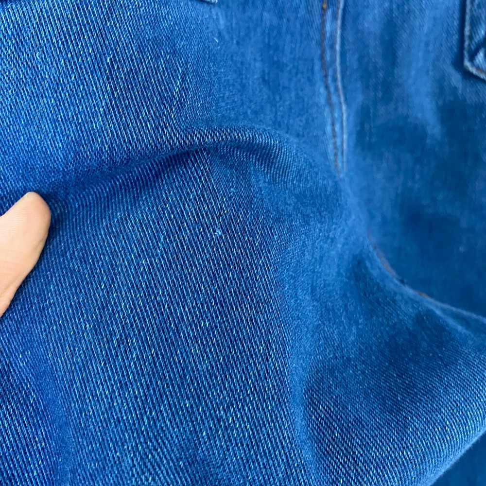 Blue Crossover V-Waist Flare Jeans Size L Pull On Stretch Denim Bell Bottoms - Picture 4 of 9